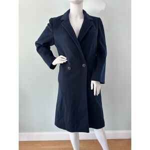 Vintage Ashley Scott 100% Pure Wool Navy Blue Overcoat Winter Outerwear size M